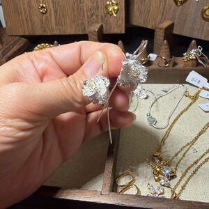 Elegant Silver and Gold Floral Earrings